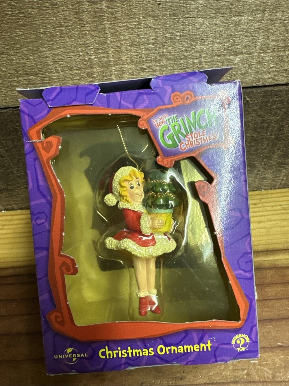 How Grinch Stole Christmas 2000 Universal Cindy Lou Who Tree Ornament VTG -box